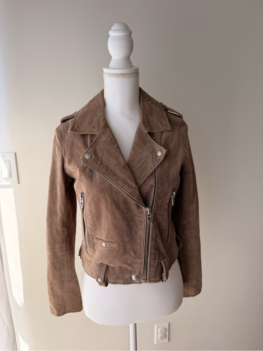 Blank NYC Taupe Suede Moto Jacket